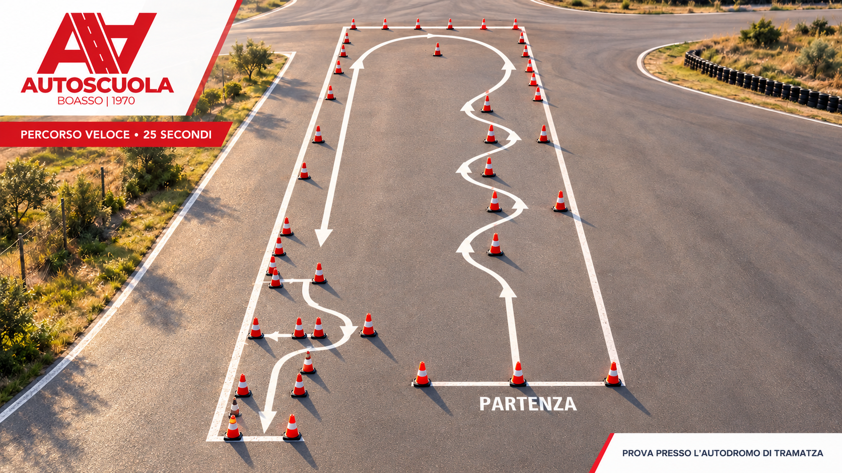 Rappresentazione tridimensionale del percorso veloce dell'esame patente A